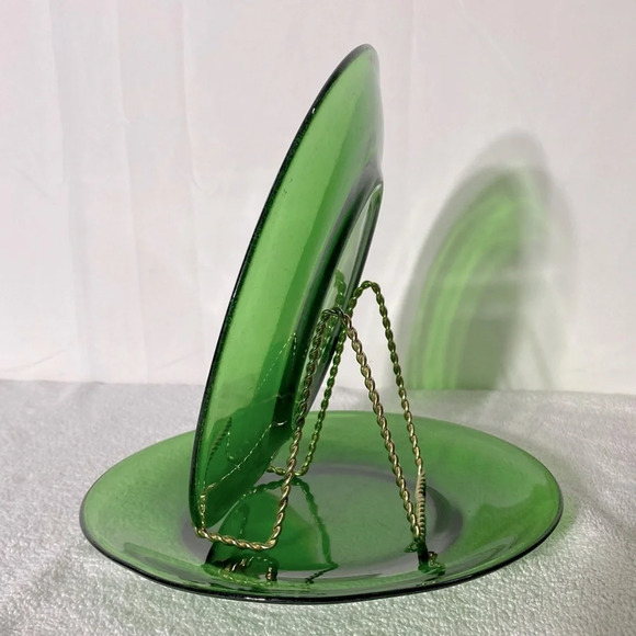 Vintage  Duralex France Emerald Green Glass Dinner Plates X2 - Picture 2 of 12